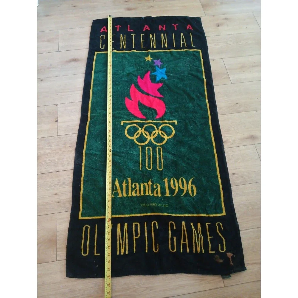 Olympic Games 1996 Atlanta Olympics Summer Beach 90s Vintage Towel Green Black